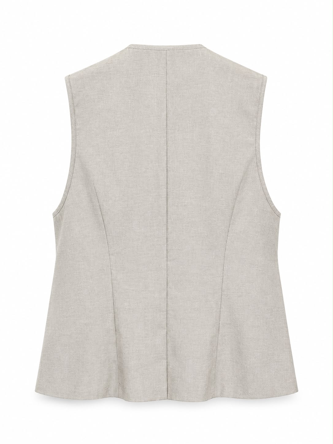 Chaleco elegante de vestir en tono beige con botones decorativos dispares
