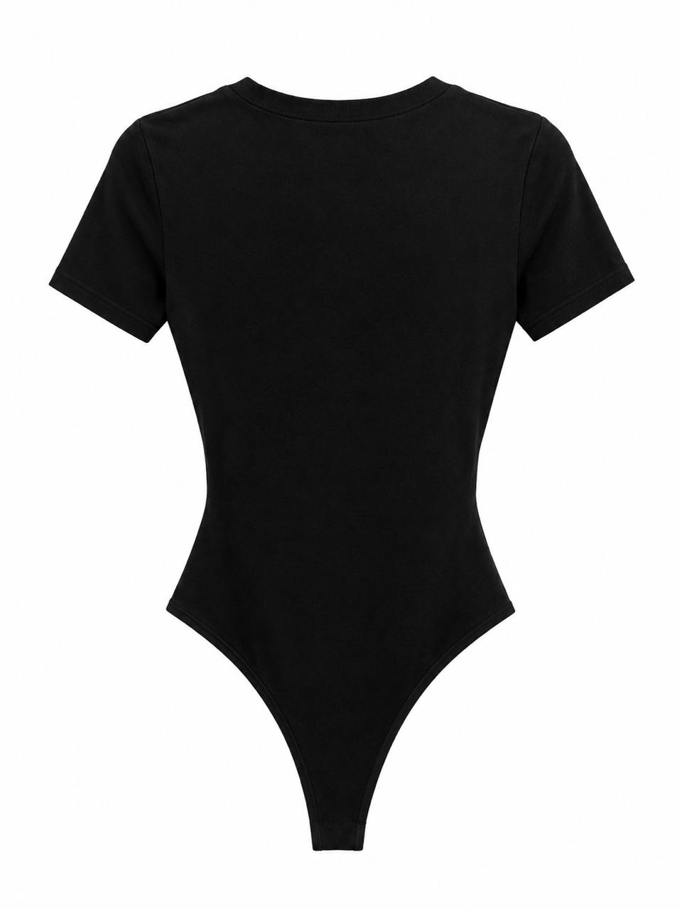 Body de manga corta cuello redondo color negro