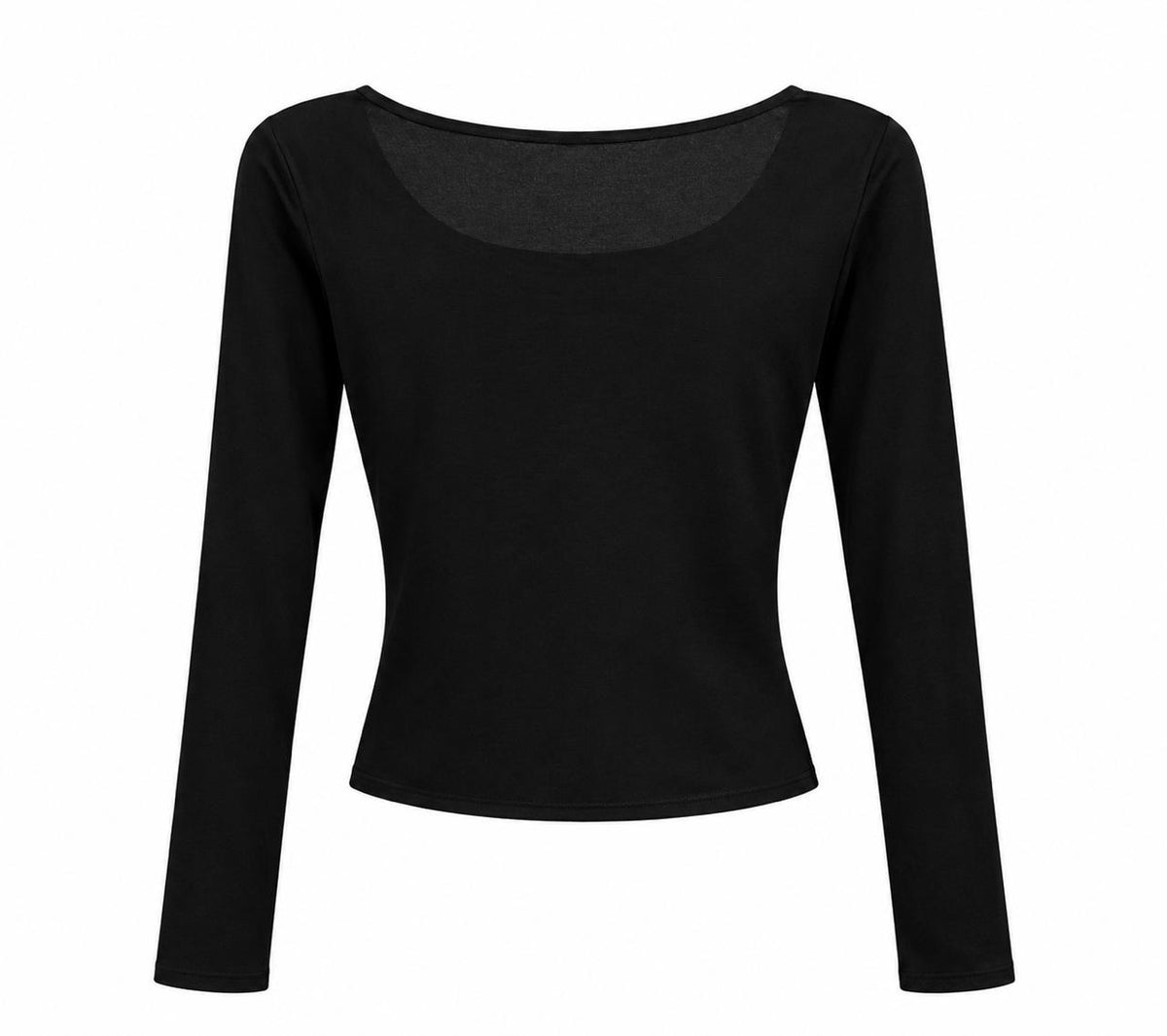 Blusa de manga larga con escote redondo pronunciado y ajustado entallado