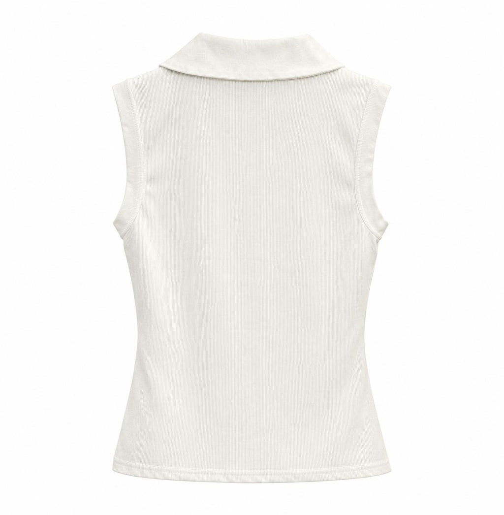 Camiseta polo mangas blanca acanalada con cuello solapa