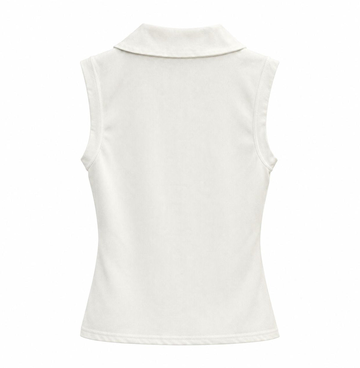 Camiseta polo mangas blanca acanalada con cuello solapa
