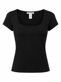 Blusa negra de cuello U escote ancho - Blossom