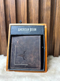 Billetera para hombre American Bison en cuero café