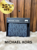 Billetera para hombre Michael Kors Slim Billfold en lona con estampado MK