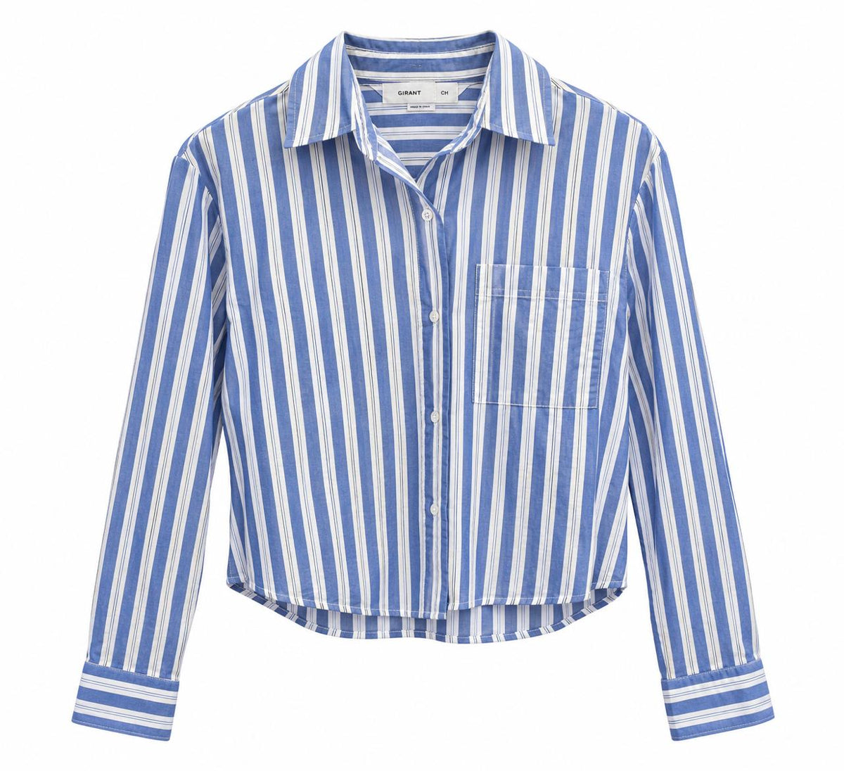 Blusa de manga larga de rayas celeste con blanco