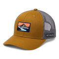 Gorra Columbia tipo trucker mostaza y gris