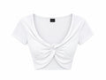 Crop top acanalado con nudo frontal en color blanco