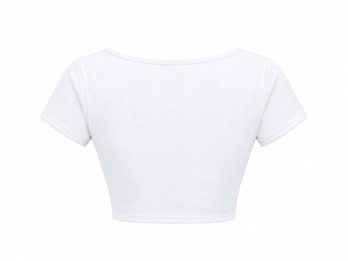 Crop top acanalado con nudo frontal en color blanco