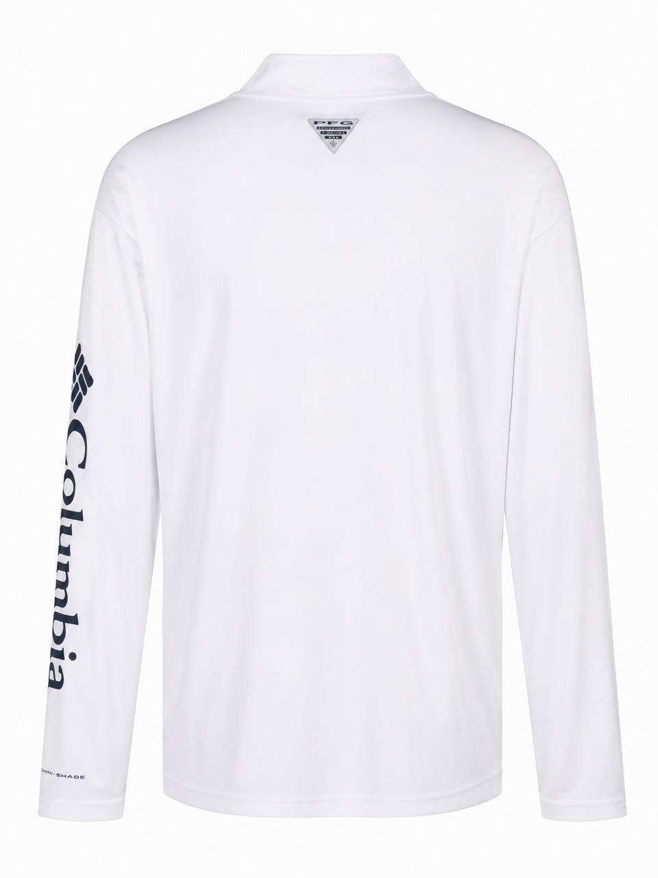 Camiseta Columbia PFG Manga larga de cuello blanco