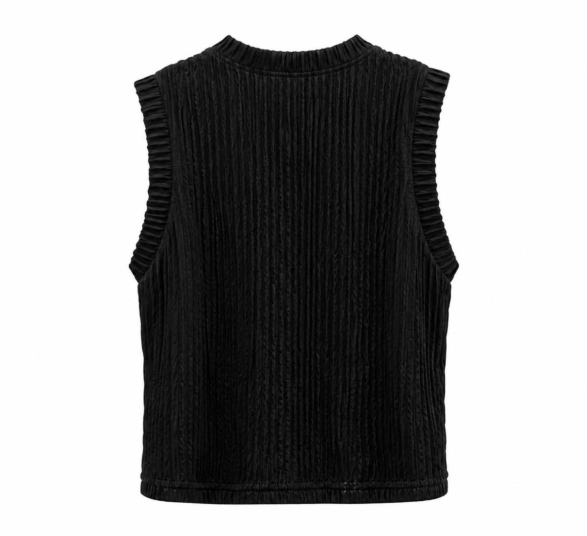 Top sin mangas plisado en color negro
