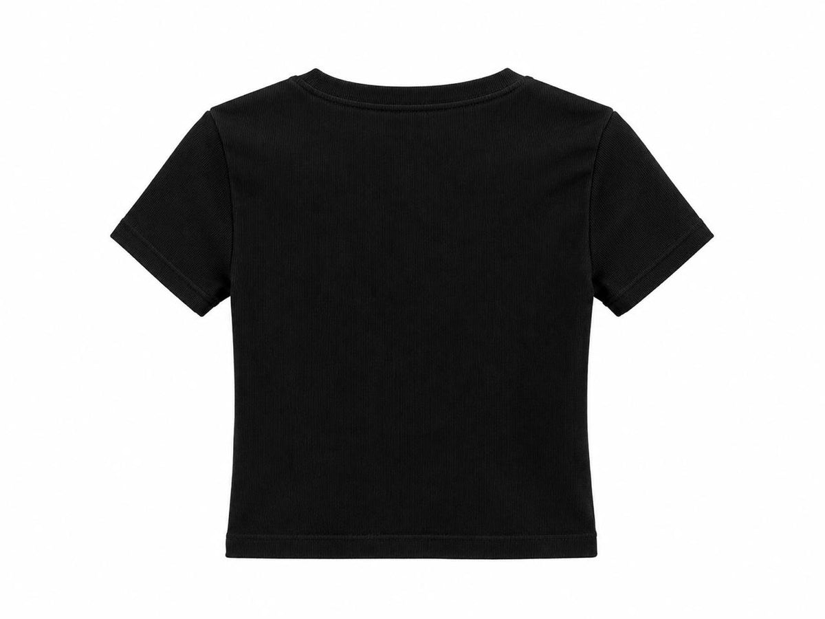 Top corto de manga corta seamless en negro