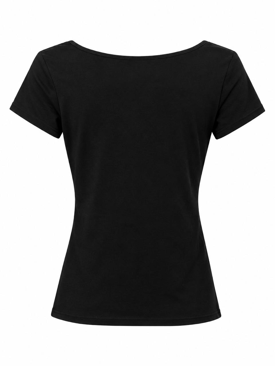 Blusa negra de cuello U escote ancho - Blossom