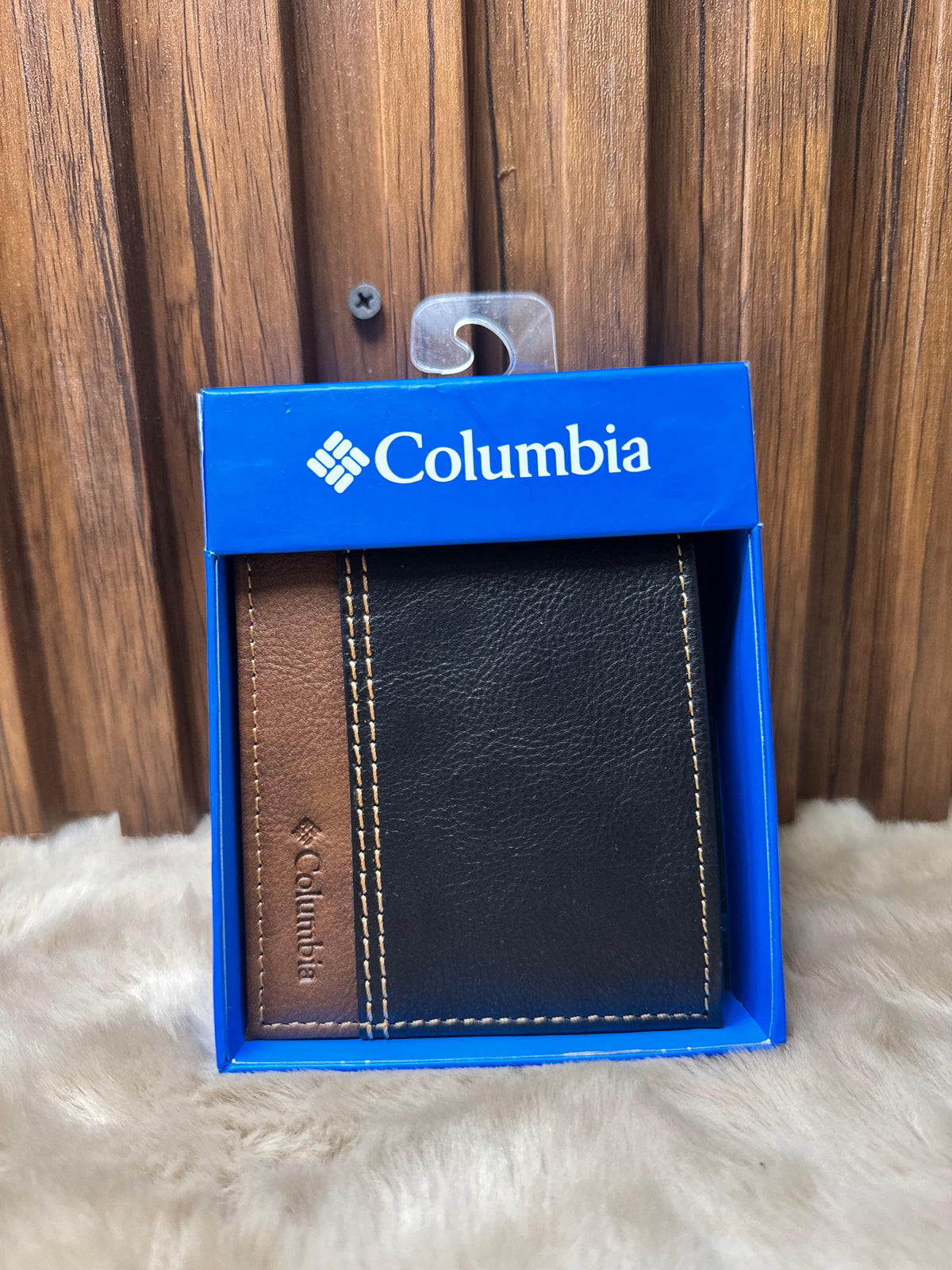 Billetera para hombre Columbia Bicolor Negro y Café en cuero