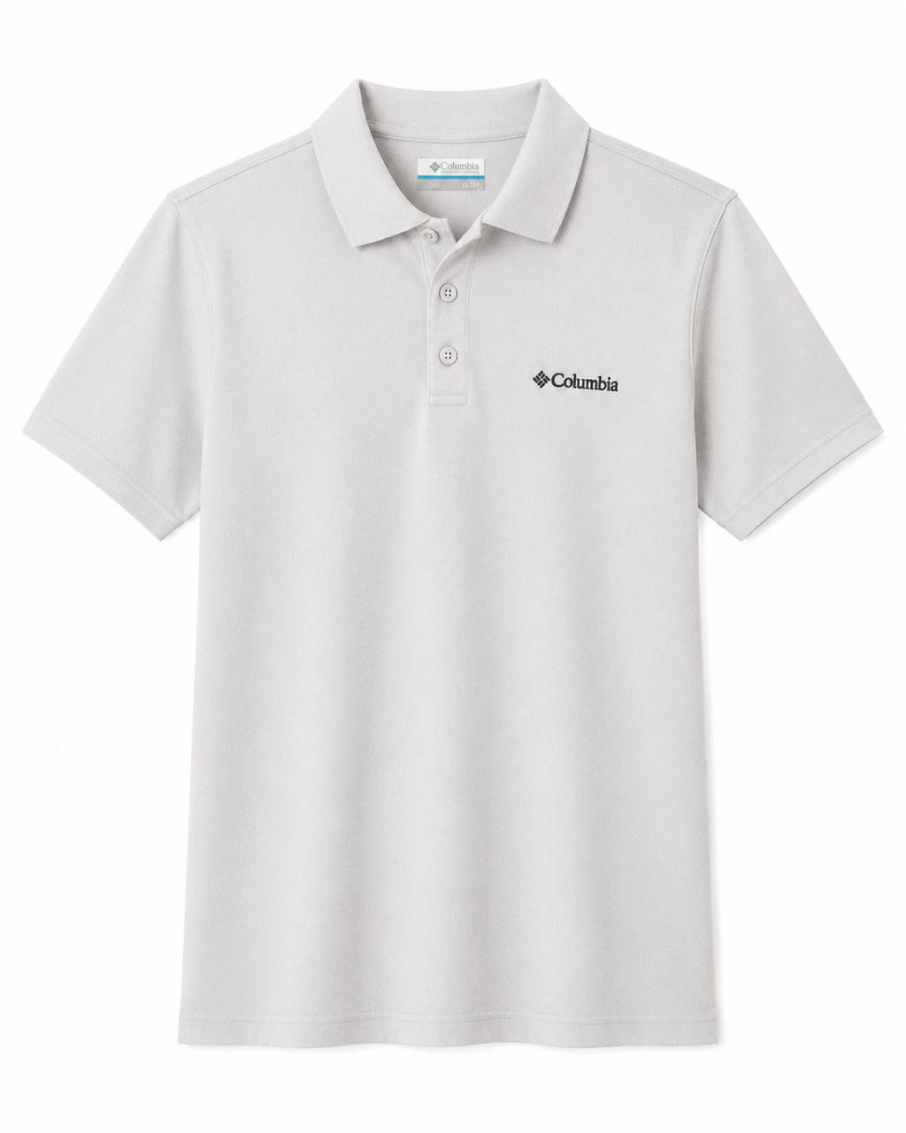 Camiseta estilo polo Columbia manga corta Gris claro