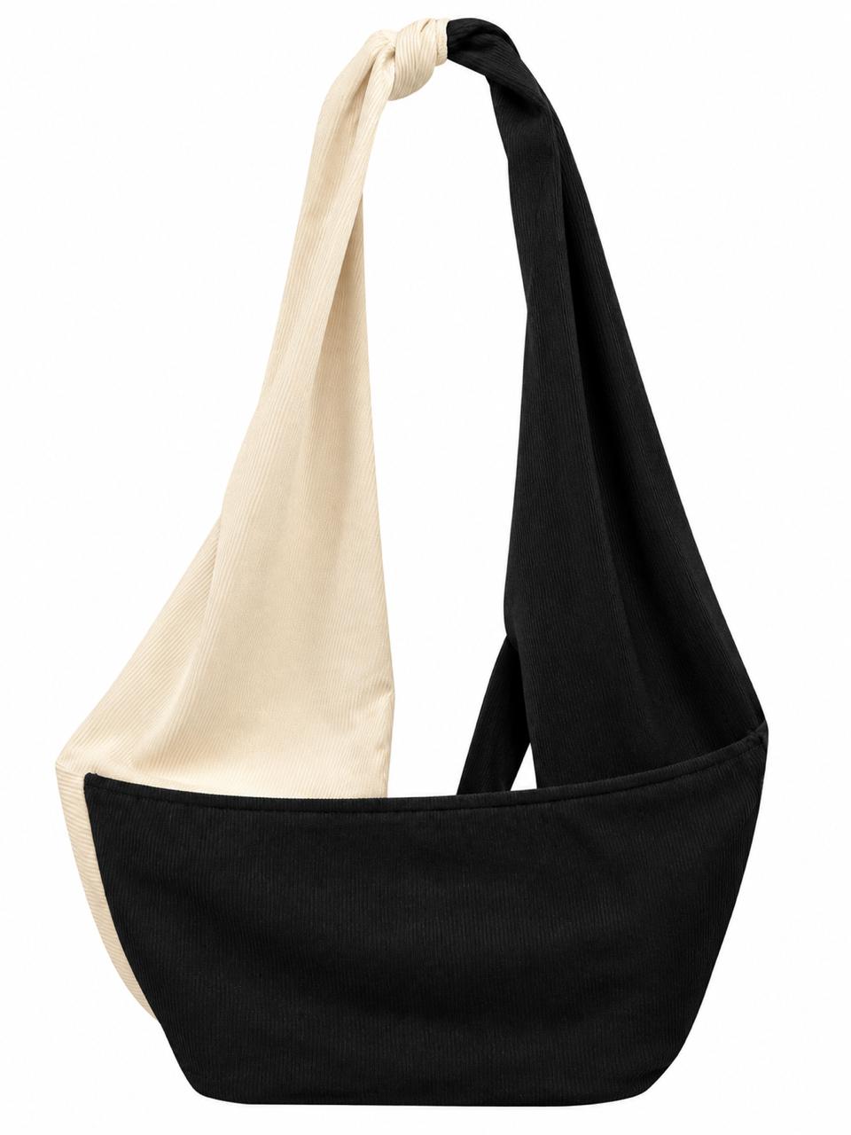 Crop Top Bicolor Halter con diseño cruzado en beige con negro