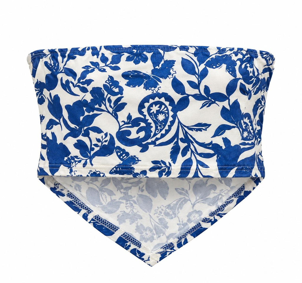 Crop top Estampado azul y blanco