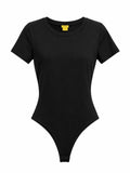Body de manga corta cuello redondo color negro