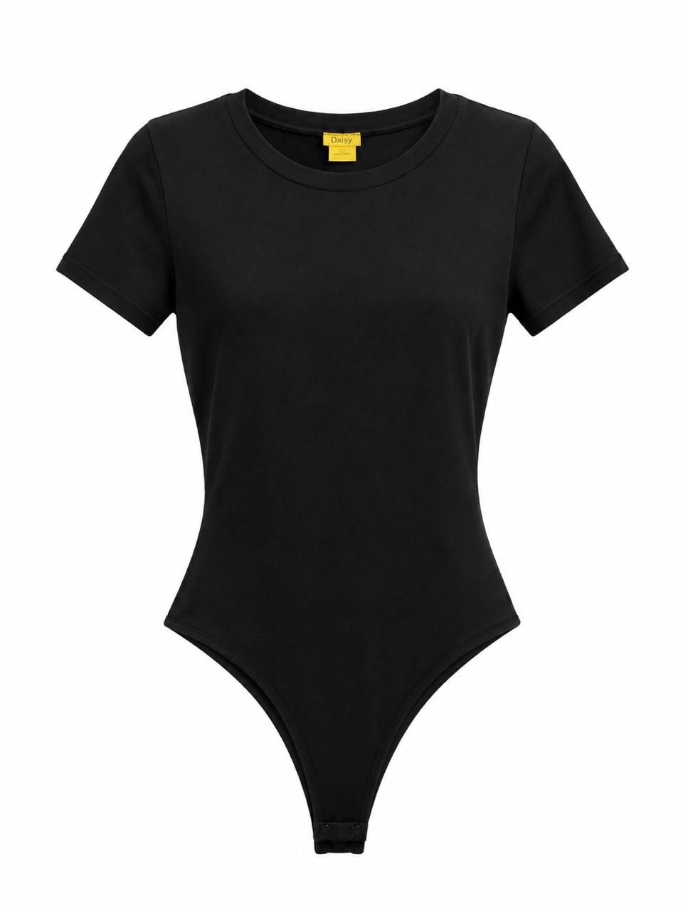 Body de manga corta cuello redondo color negro