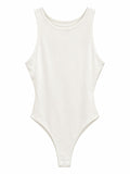 Body básico blanco sin mangas de cuello redondo
