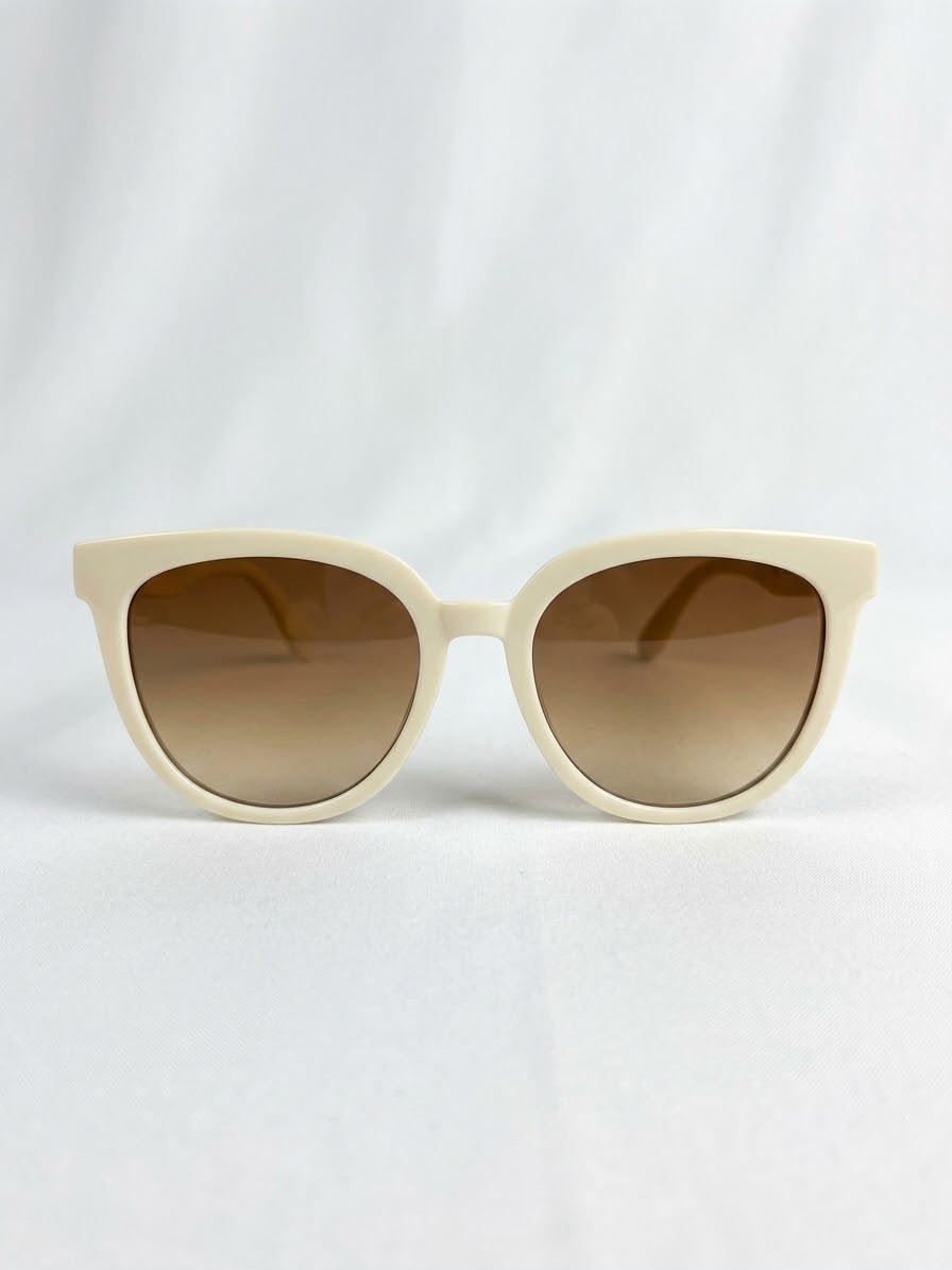 Gafas de sol Redondas en blanco marfil