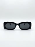 Gafas de sol rectangulares estilo Y2K en negro azabache