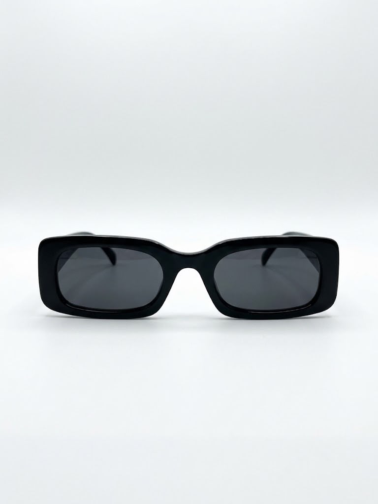 Gafas de sol rectangulares estilo Y2K en negro azabache