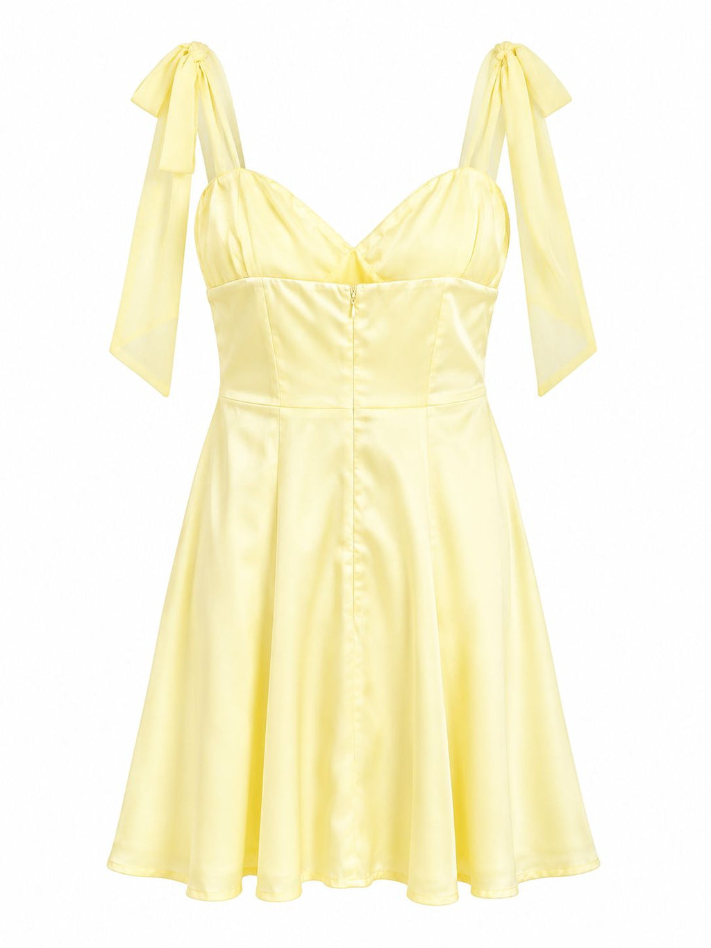 Vestido maxi de satén y encaje amarillo pastel