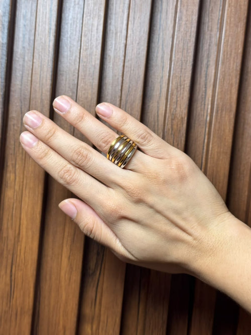 Anillo ancho Bicolor de apariencia Multicapa