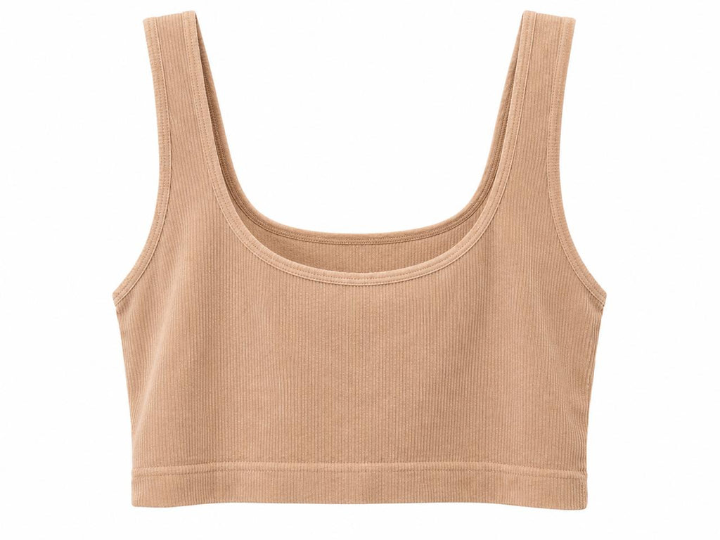 Top corto bralette acanalado en color beige