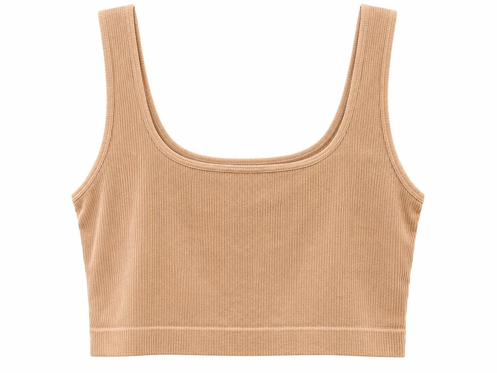 Top corto bralette acanalado en color beige