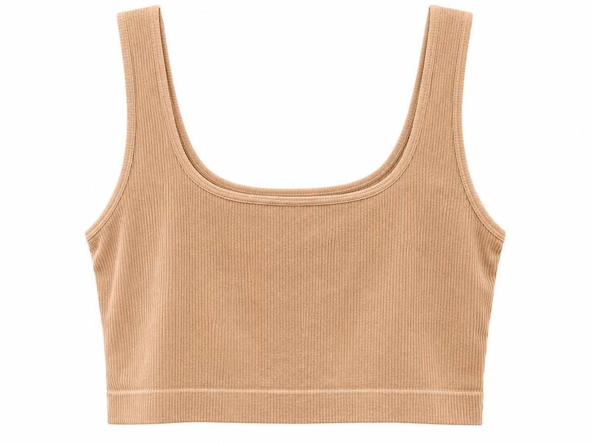 Top corto bralette acanalado en color beige