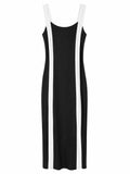 Vestido ajustado bicolor con franjas laterales